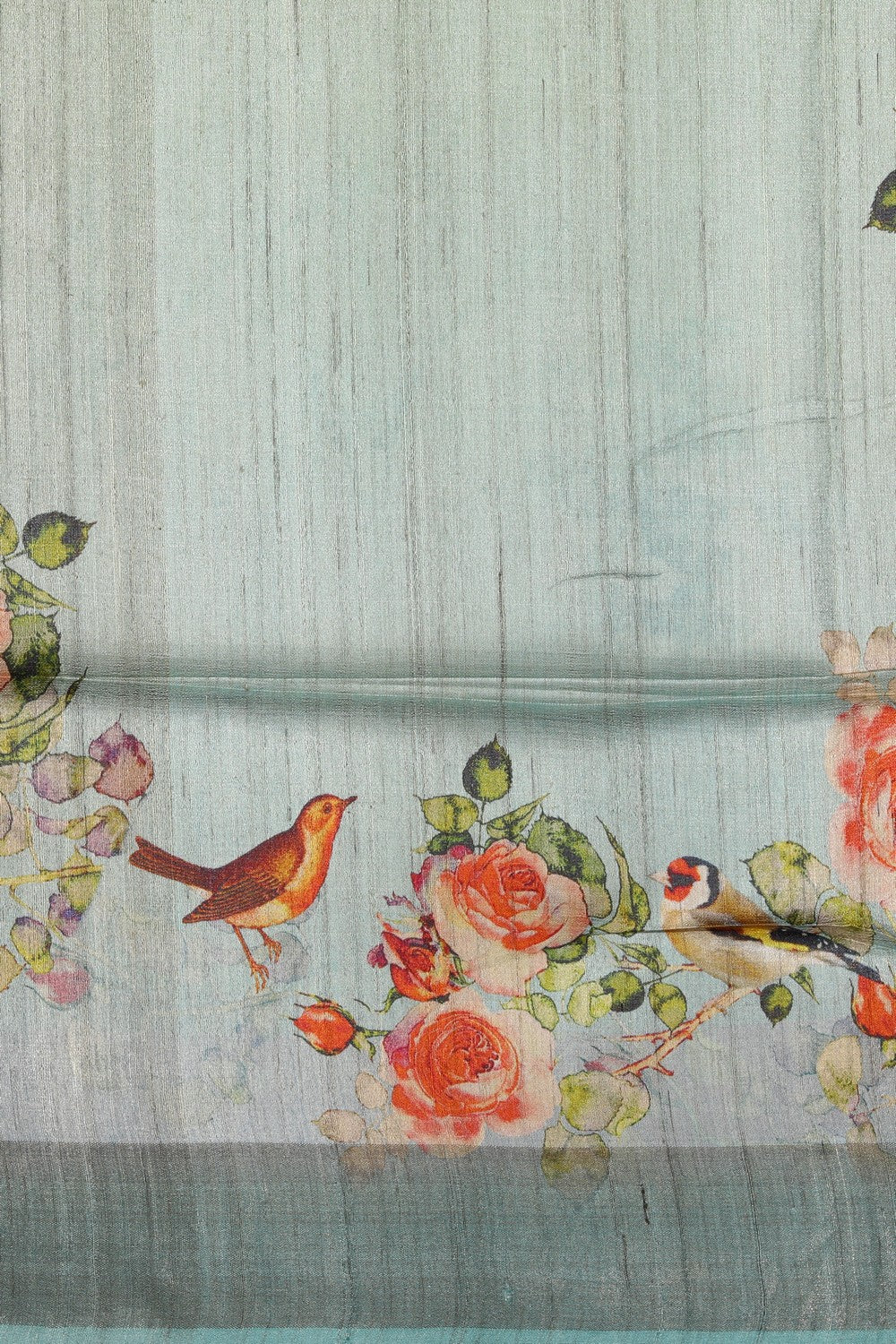 Image of Bhagalpur Tussar Silk Aqua-Green Saree